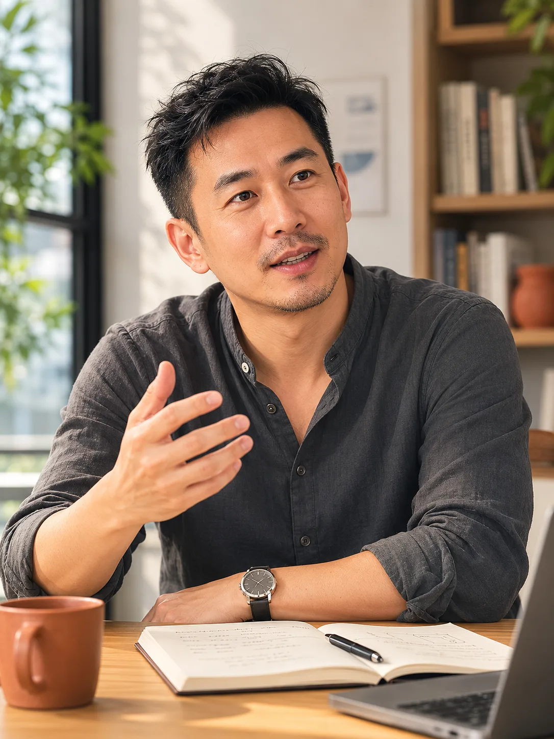 周以恆在諮詢室工作中的側拍